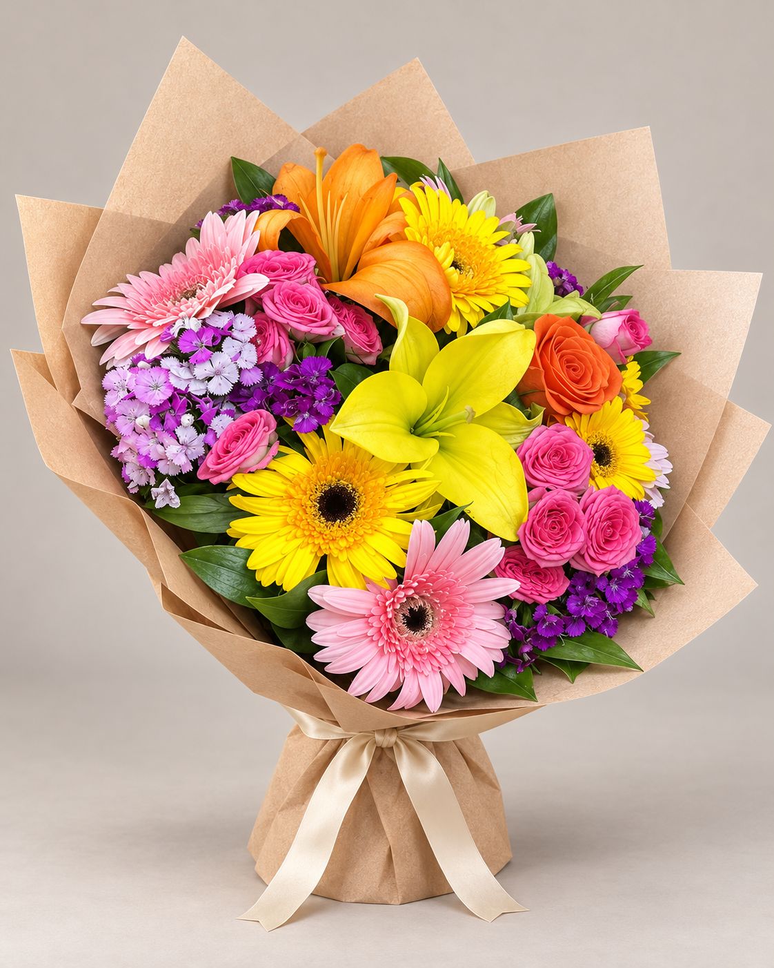 Rengârenk Gerbera Buketi